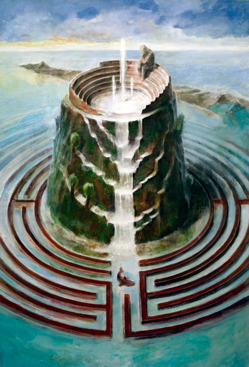 Francesco Santosuosso, Acqua, la prima narrazione, acrilico su tavola