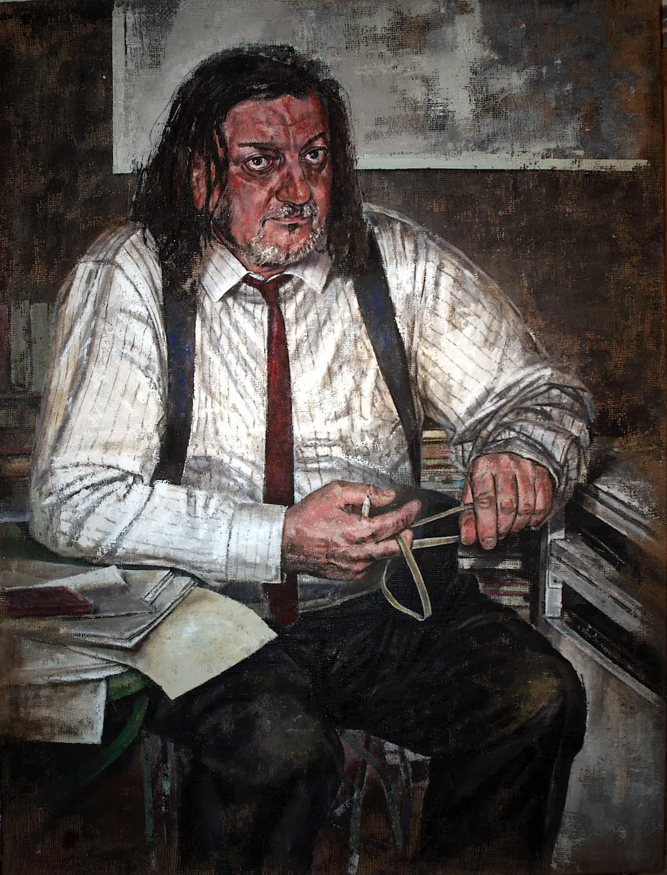 Francesco Santosuosso, Adriano, gallerista, 2007, olio su tela, 200×150 cm