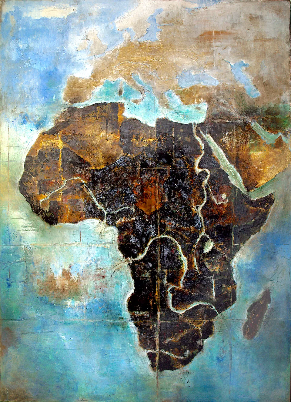 Francesco Santosuosso, Africa, 2017, olio e acrilico su tavola, 140×100 cm