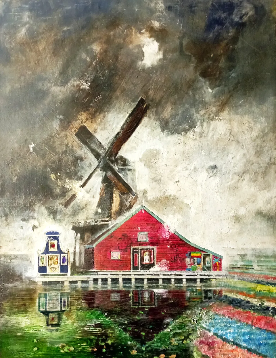 Francesco Santosuosso, Amsterdam, acrilico e resina traparente su tavola, 90×70 cm