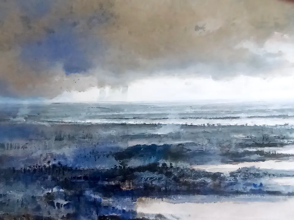 Francesco Santosuosso, Apocalyptic river, 2023, olio e acrilico su tela, 200×370 cm