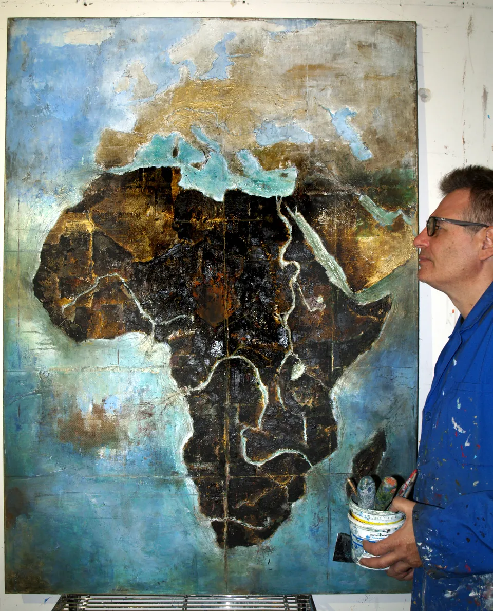 Francesco Santosuosso, Autore col dipinto AFRICA, 2017, olio e acrilico su tavola, 140×100 cm