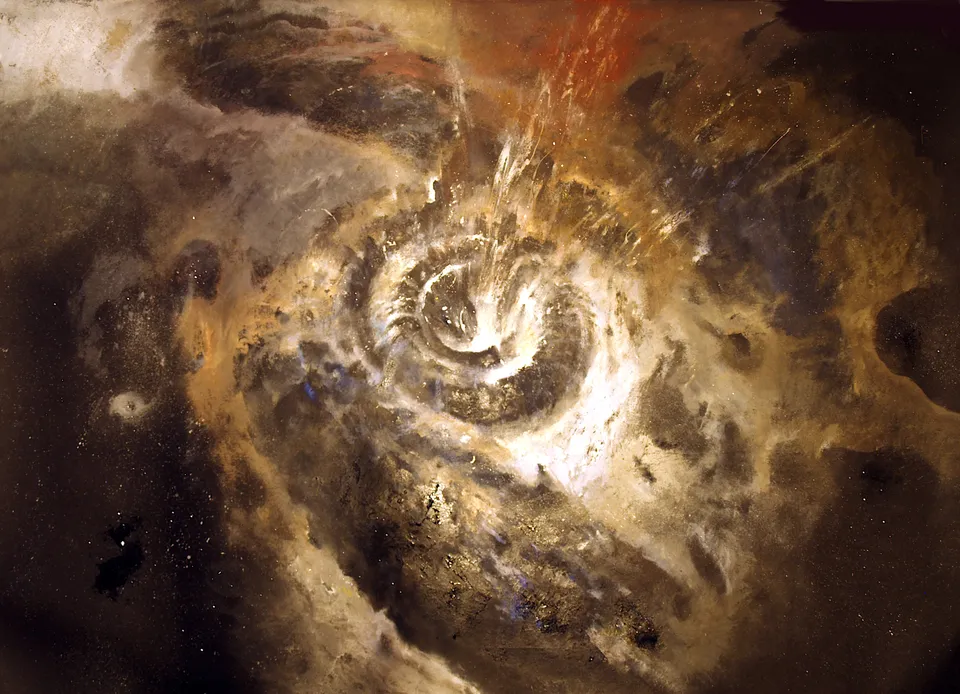 Francesco Santosuosso, Black hole, 2012, olio su carta catramata, 70×100 cm