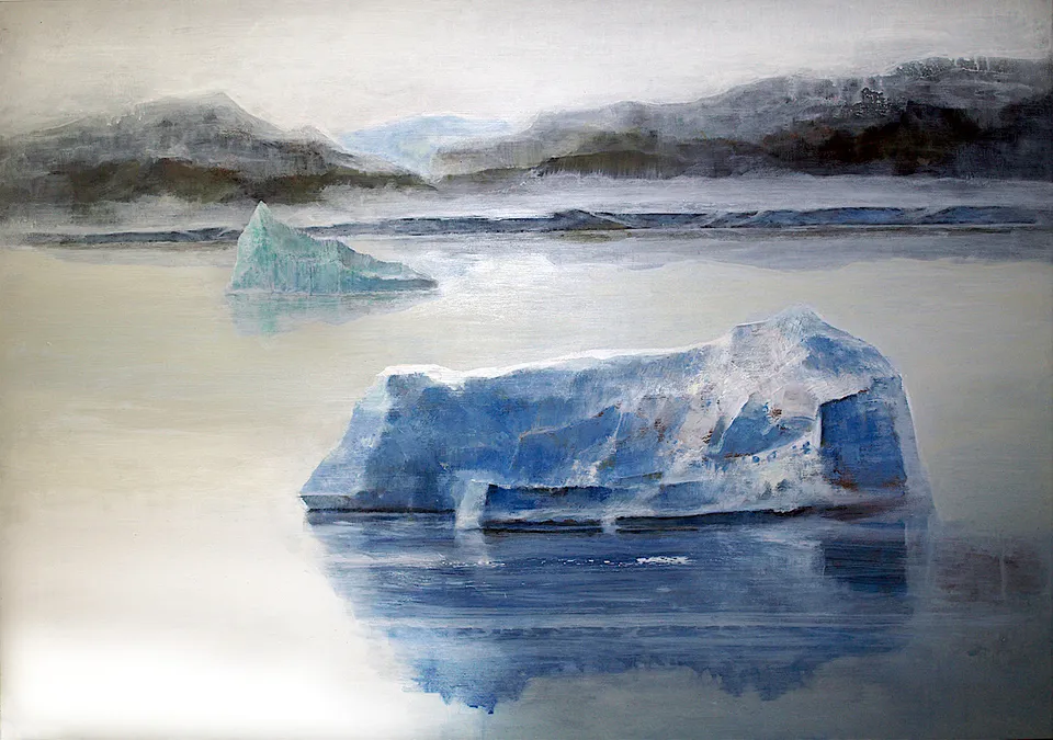 Francesco Santosuosso, Blu and green, 2018, olio su tela, 100×70 cm