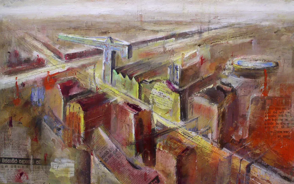 Francesco Santosuosso, Bovisa, 2001, acrilico su legno, 38×47 cm