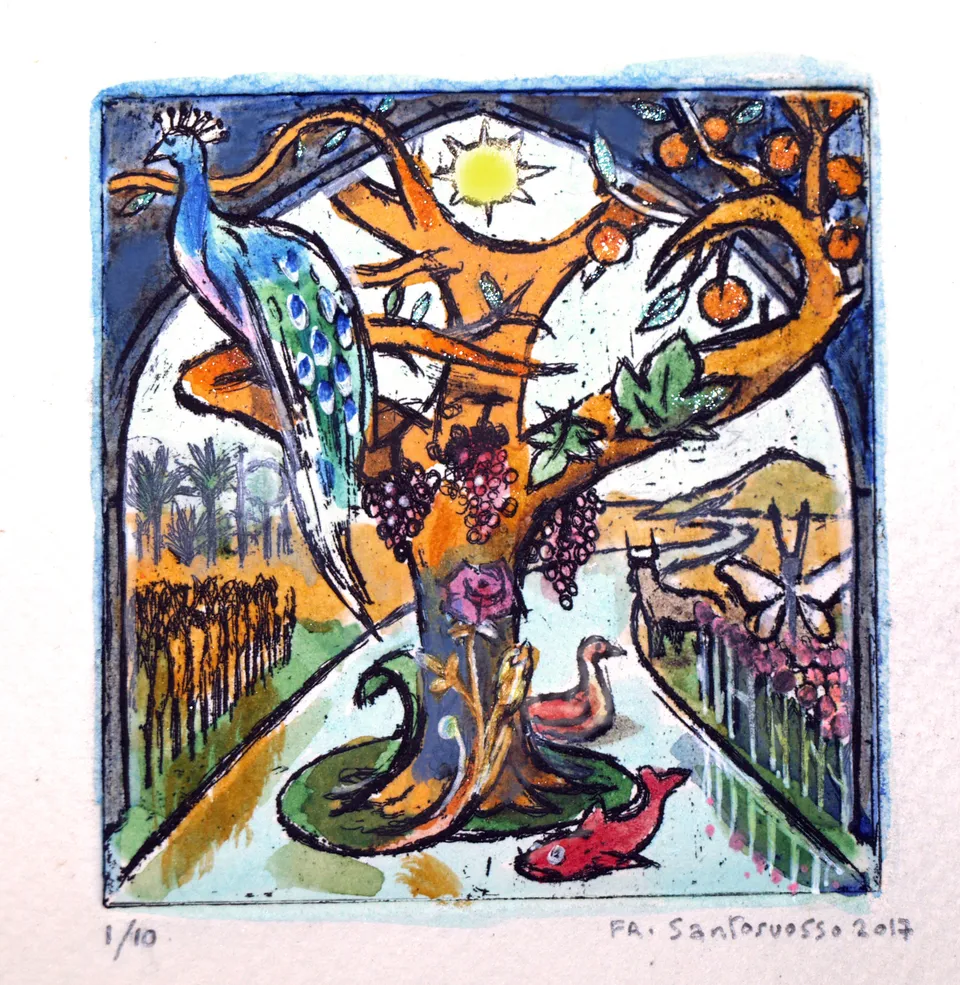 Francesco Santosuosso, Capodanno iraniano, 2017, acquaforte su zinco
