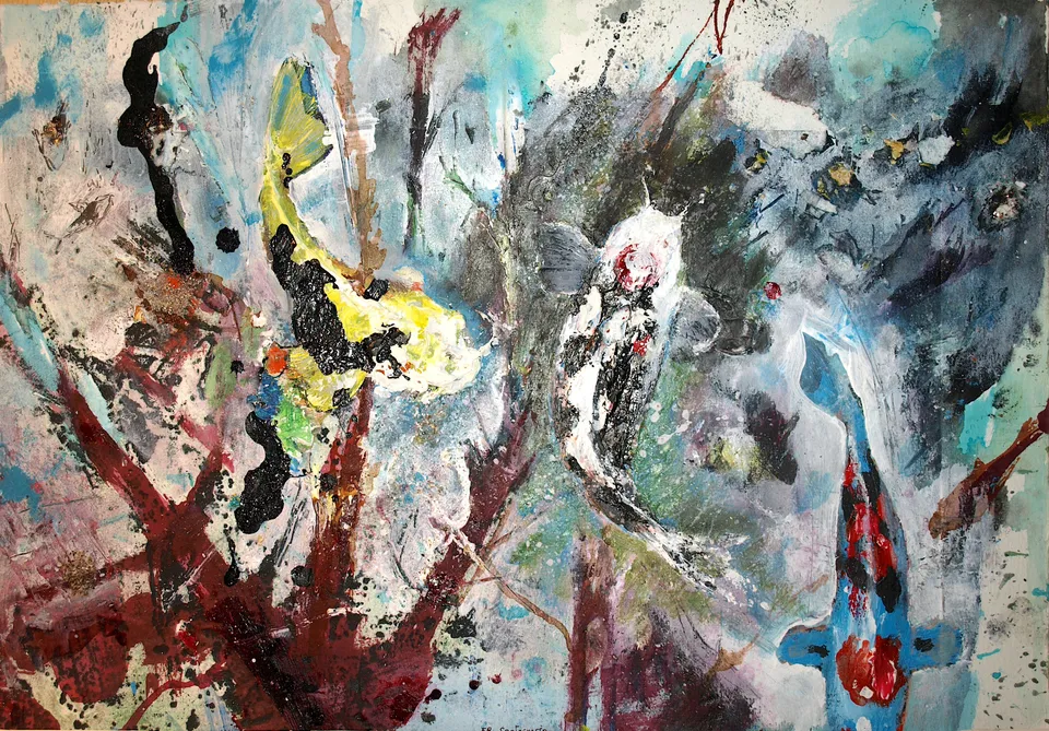 Francesco Santosuosso, Carpe koi 1, 2024, acrilico su carta, 35×50 cm