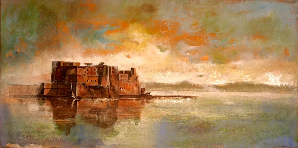 Francesco Santosuosso, Castel dell'Ovo 4, 2012, olio e acrilico su tela, 40×80 cm