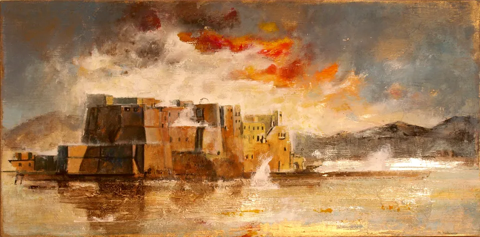 Francesco Santosuosso, Castel dell'Ovo 6, 2012, olio e acrilico su legno, 30×60 cm
