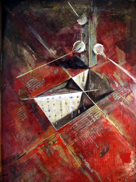 Francesco Santosuosso, Comunicazione--tecnica-mista-su-legno, 1999