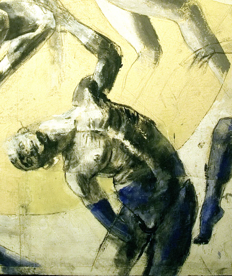 Francesco Santosuosso, Copertina particolare 4 danza contemporanea, 2012, acrilico su legno, 100×100 cm