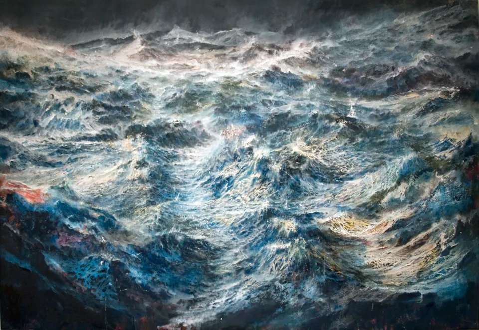 Francesco Santosuosso, Der Sturm 2, 2014, olio e acrilici su tela, 140×200 cm