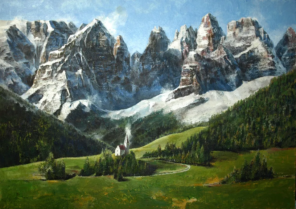 Francesco Santosuosso, Dolomiti, 2021, olio e acrilico su tela, 50×70 cm