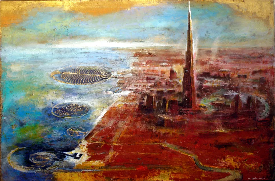 Francesco Santosuosso, Dubai, 2010, acrilico su metallo, 40×60 cm