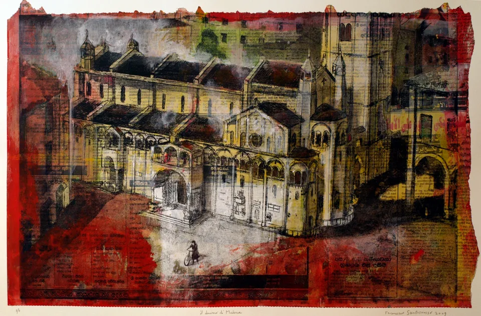 Francesco Santosuosso, Duomo di modena, acquaforte acquatinta su zinco