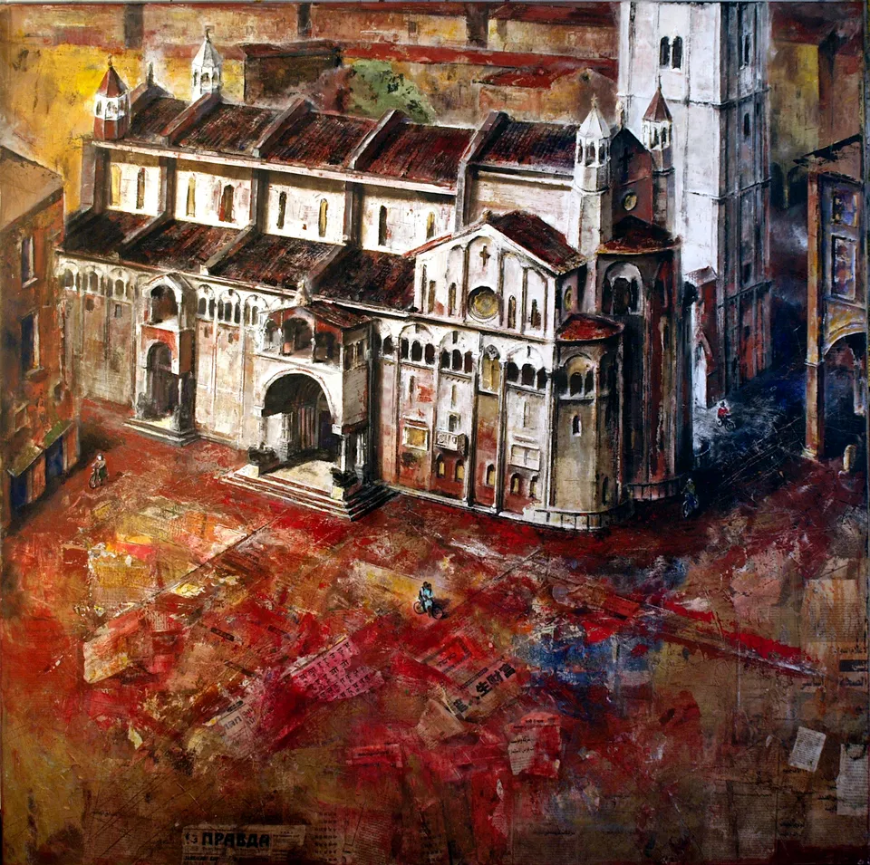 Francesco Santosuosso, Duomo di Modena, 2010, olio su tela, 120×120 cm