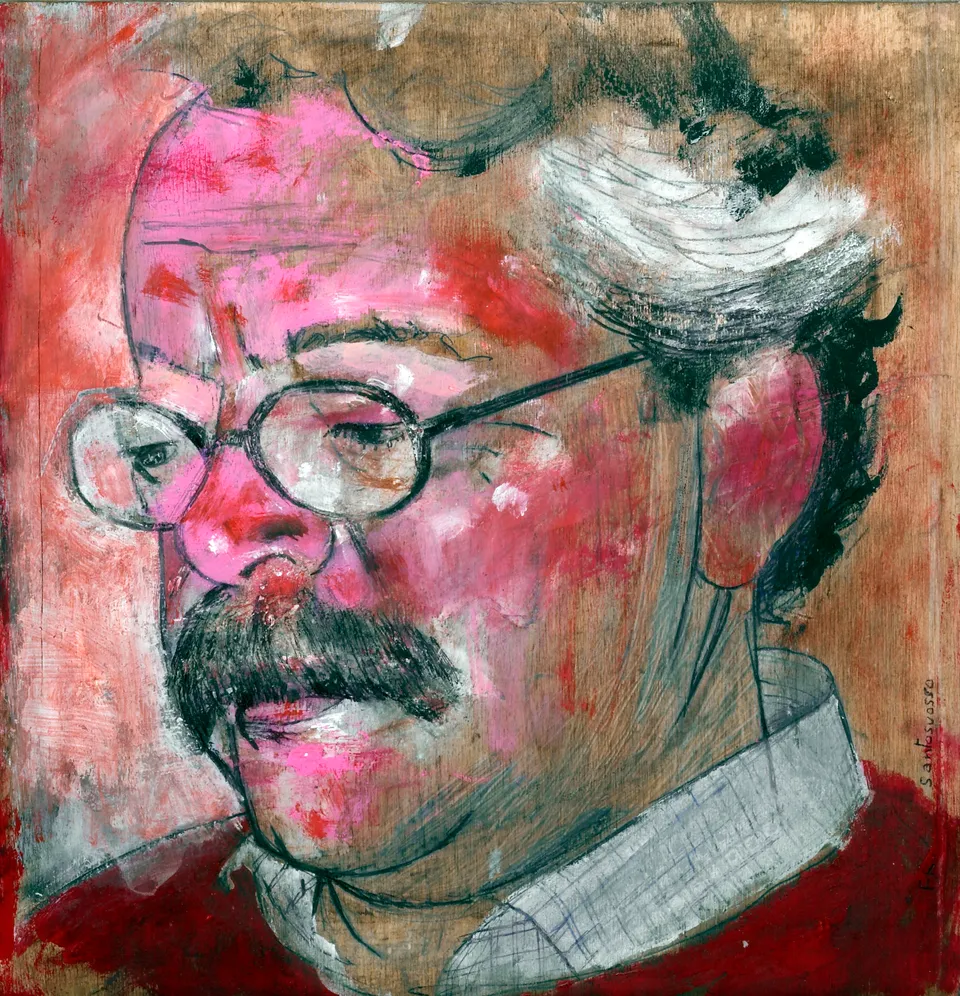 Francesco Santosuosso, Ferruccio, 2005, olio su tavola, 30×30 cm