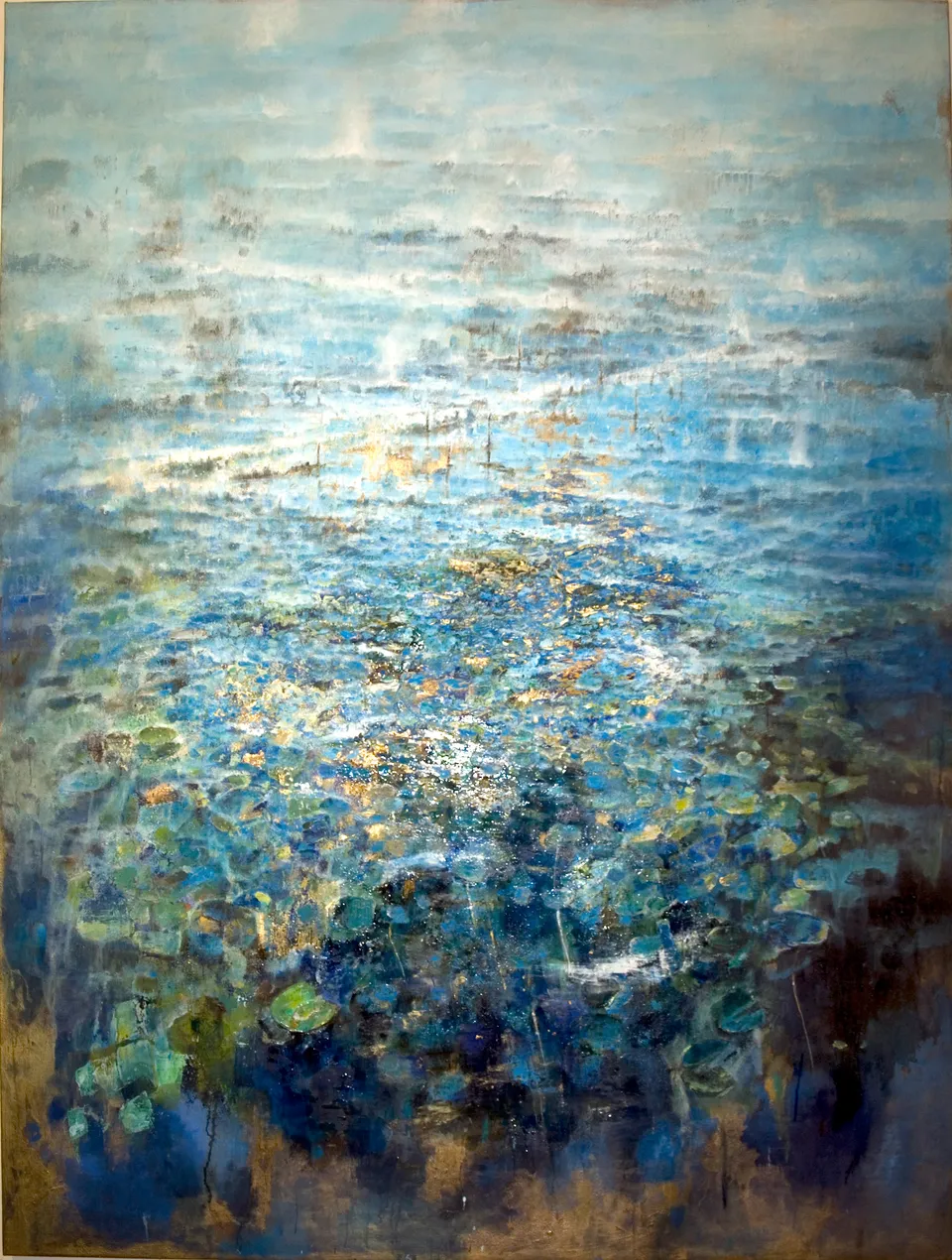 Francesco Santosuosso, Germinazione 2, 2017, olio, acrilico, resina, su tela di juta, 200×150 cm
