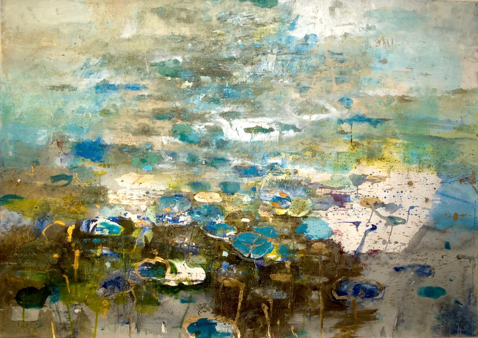 Francesco Santosuosso, Germinazione, acquarello olio acrilico su carta, 70×100 cm