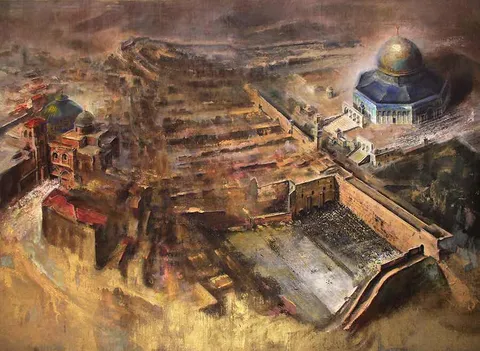 Francesco Santosuosso, Gerusalemme-le-tre-religioni-monoteiste-santosuosso2003, 100×140 cm