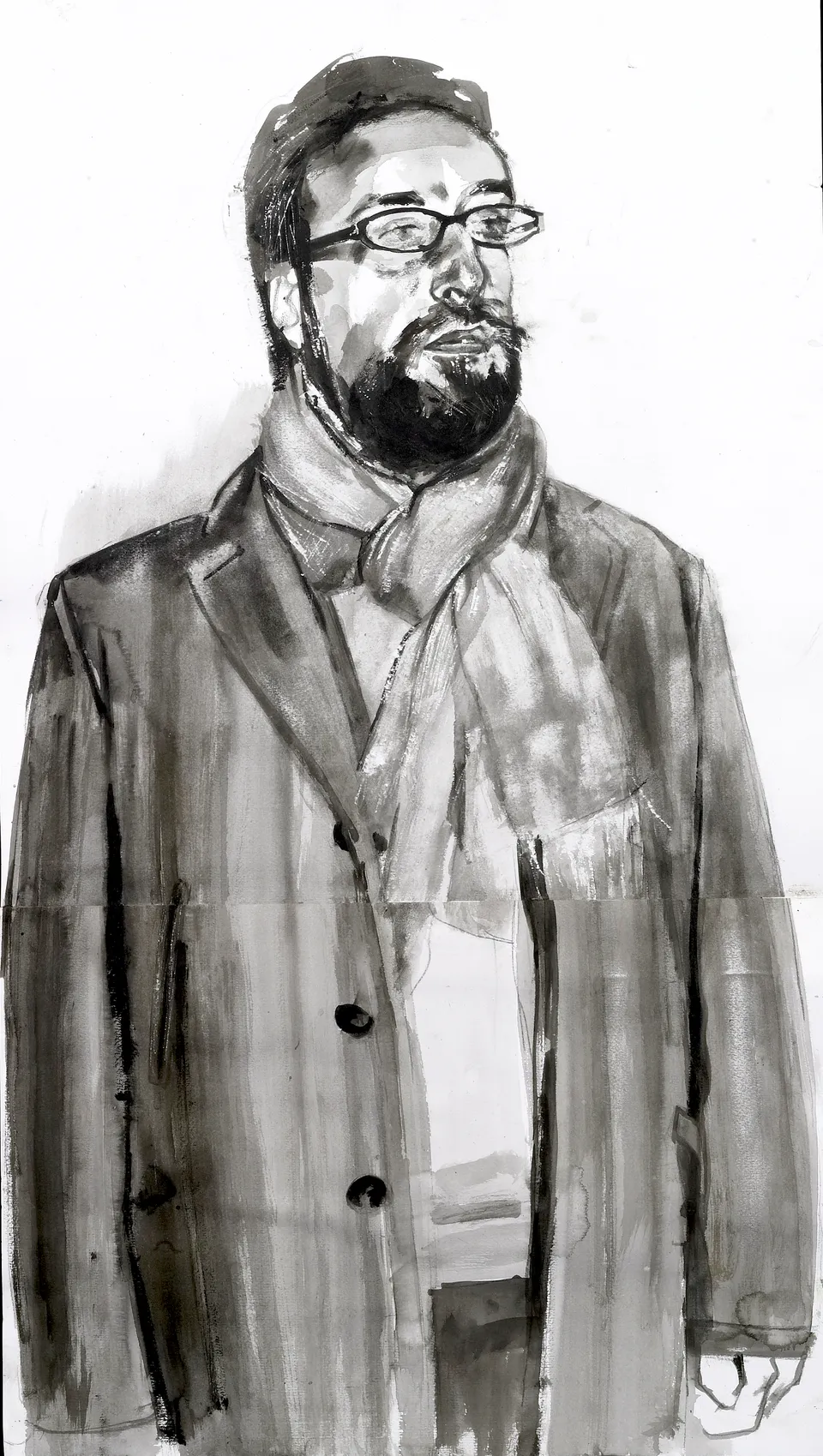 Francesco Santosuosso, Giorgio, 2007, china su carta, 88×50 cm