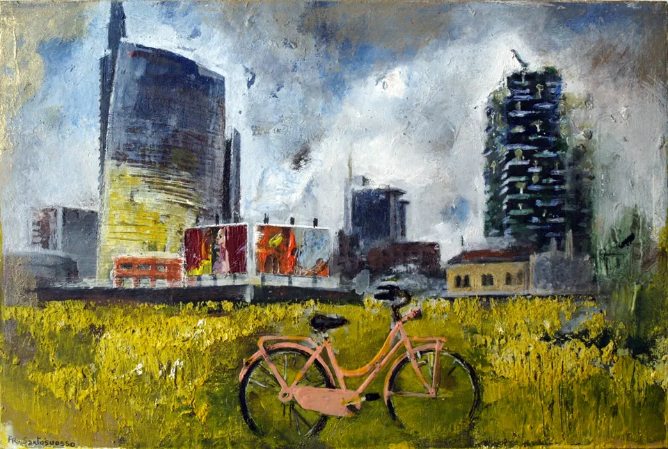 Francesco Santosuosso, Il campo di grano, 2015, acrilico su tavola
