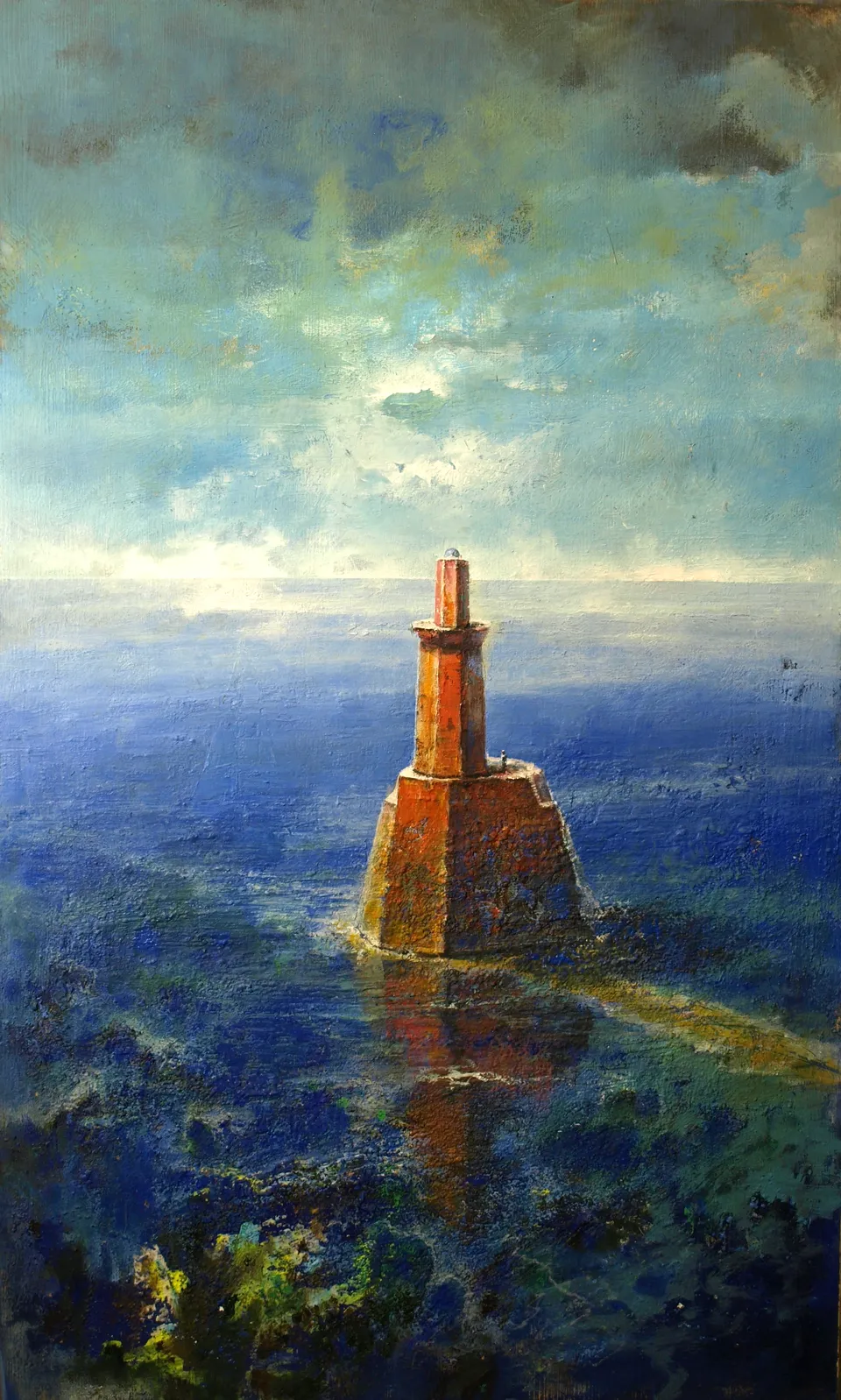 Francesco Santosuosso, Il guardiano del faro, 2016, acrilico su legno, 100×60 cm