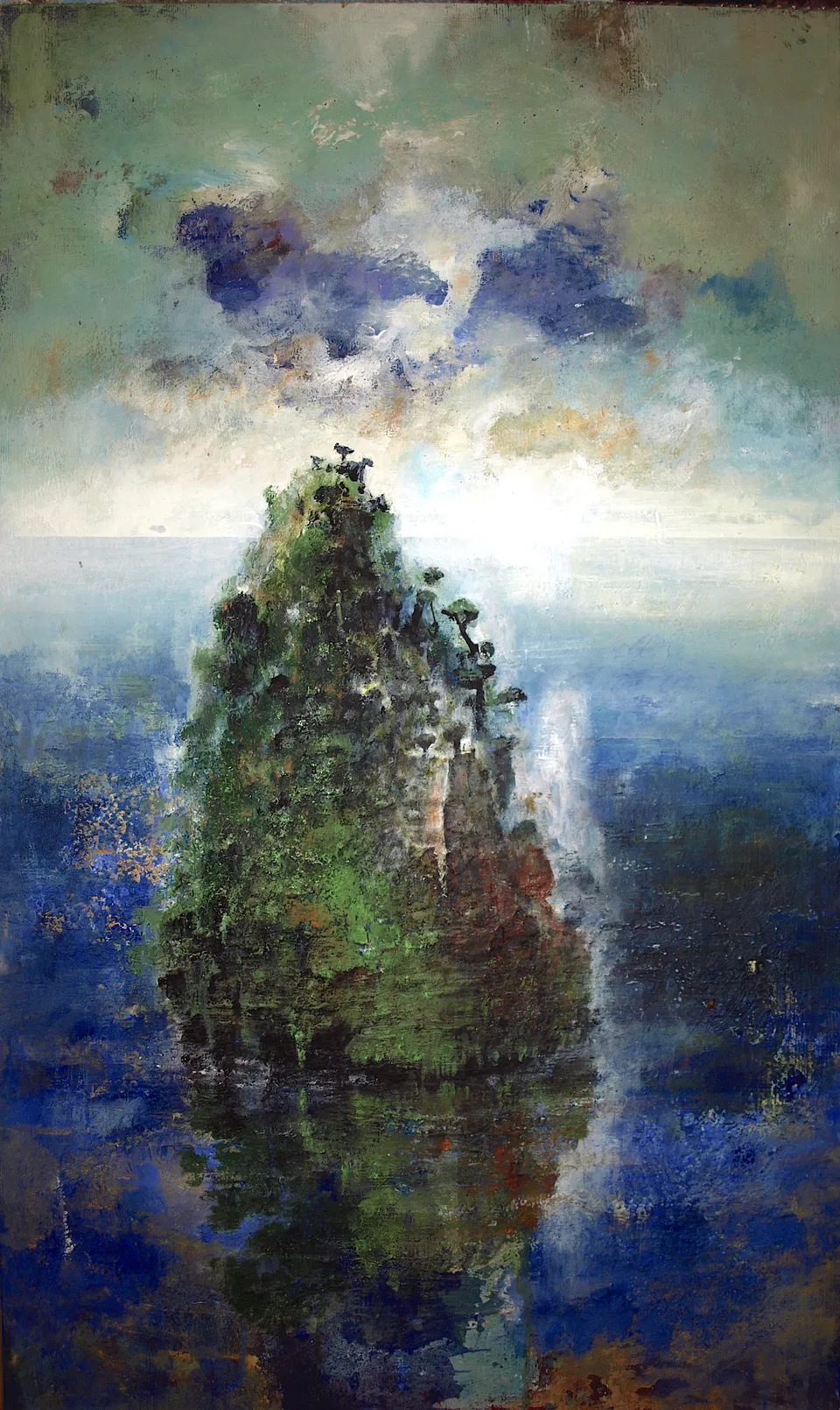Francesco Santosuosso, Isola, olio su legno, 100×60 cm