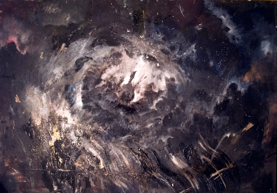 Francesco Santosuosso, Kosmos, 2015, olio e acrilico su metallo, 70×100 cm
