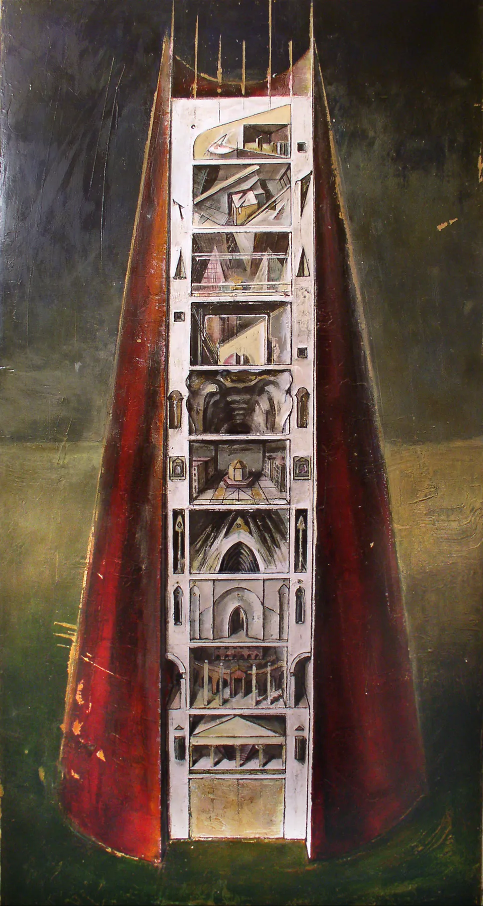Francesco Santosuosso, La bellezza dell'architettura, 2000, tecnica mista su tavola