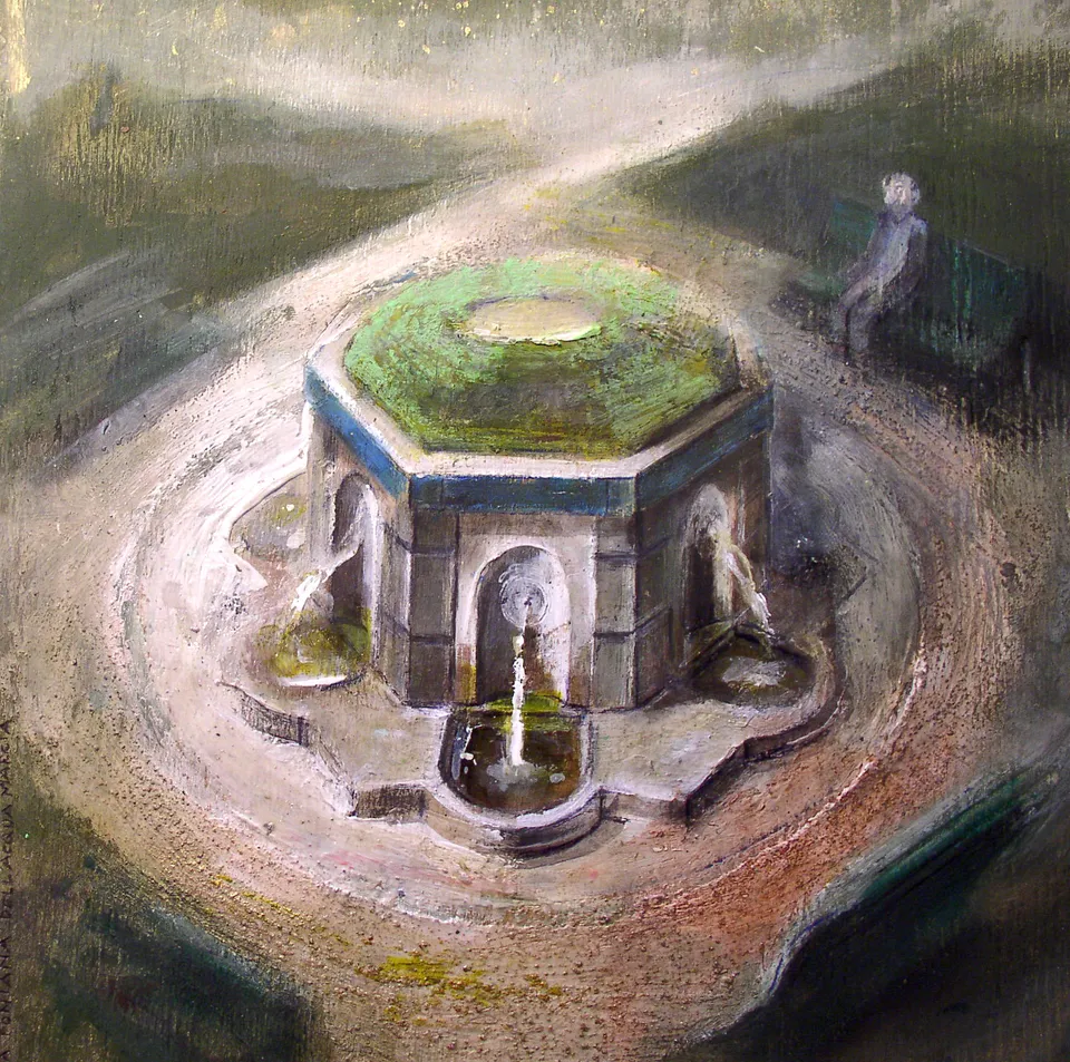 Francesco Santosuosso, La fontana dell'acqua marcia, 2003, olio su tavola