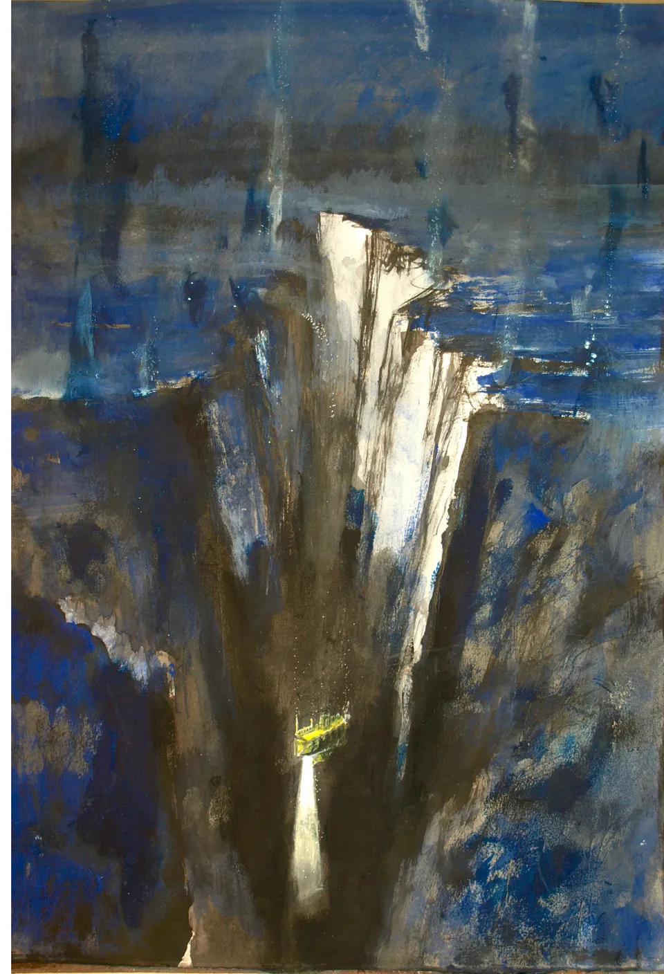Francesco Santosuosso, La fossa delle marianne, 2024, acquarello su carta, 35×50 cm
