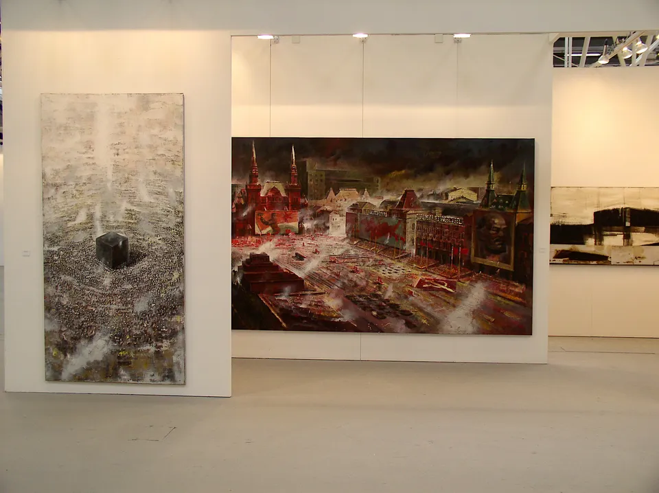 Francesco Santosuosso, La mecca e piazza rossa, bologna arte fiera, 2005, 200×150 cm