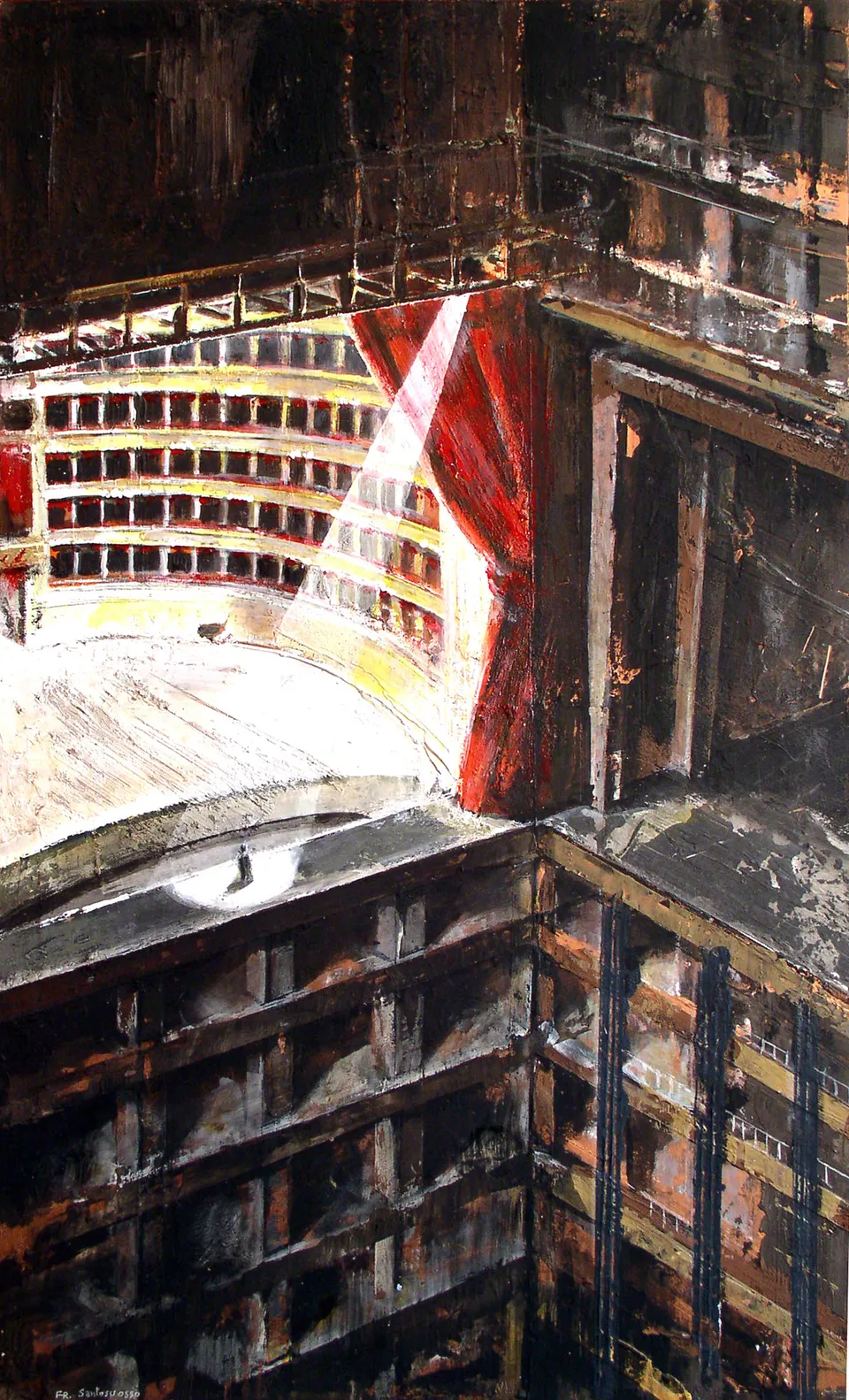 Francesco Santosuosso, La scala di milano, 2005, acrilico su tavola, 30×60 cm