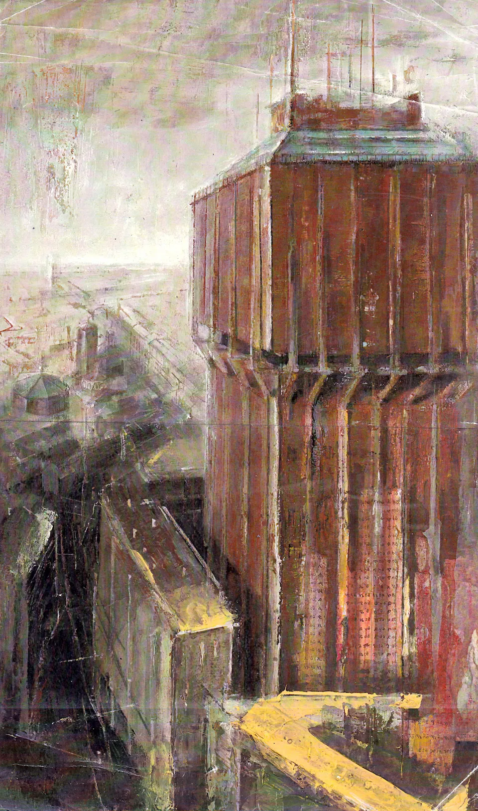 Francesco Santosuosso, La torre velasca, 2001, tecnica mista su legno, 50×35 cm