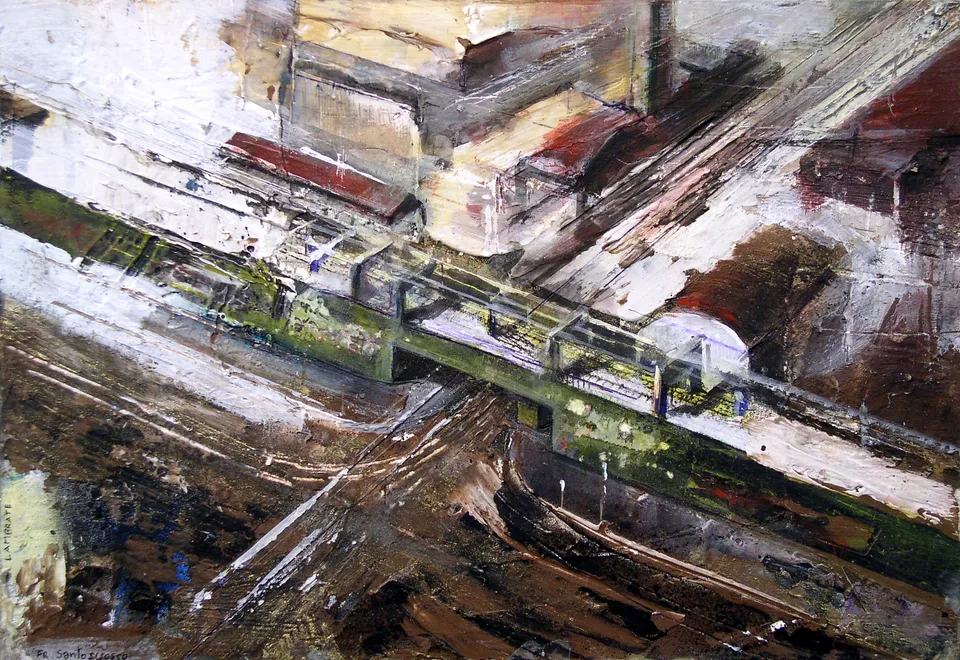 Francesco Santosuosso, Lambrate, 2001, acrilico su legno, 25×40 cm