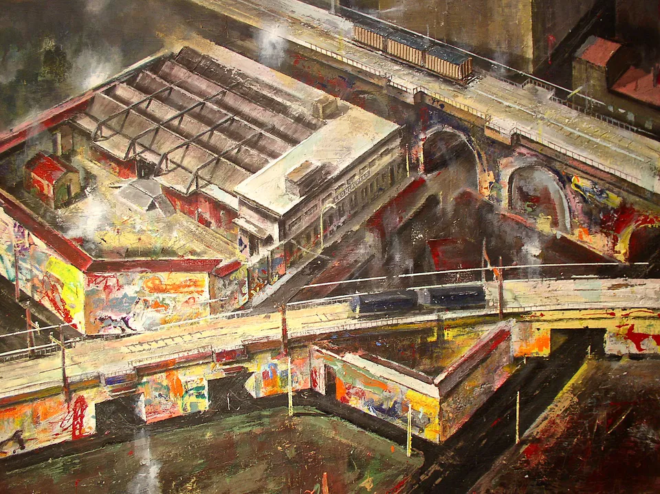 Francesco Santosuosso, Leoncavallo, 2005, olio e acrilico su tavola, 104×138 cm