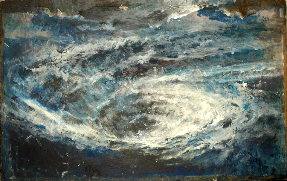 Francesco Santosuosso, Maelstrom, acrilico su cartone, 40×80 cm