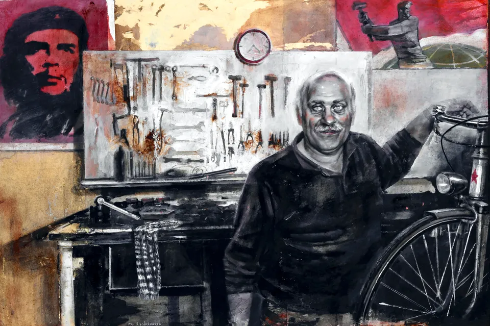 Francesco Santosuosso, Maurizio, 2007, tecnica mista su metallo, 60×90 cm