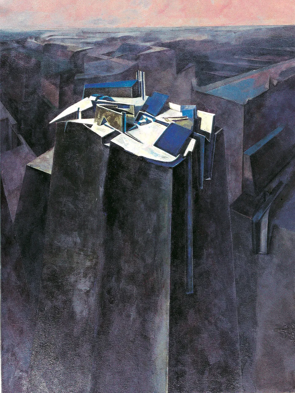 Francesco Santosuosso, Metropolis, 1997, olio e acrilico su tela, 200×150 cm