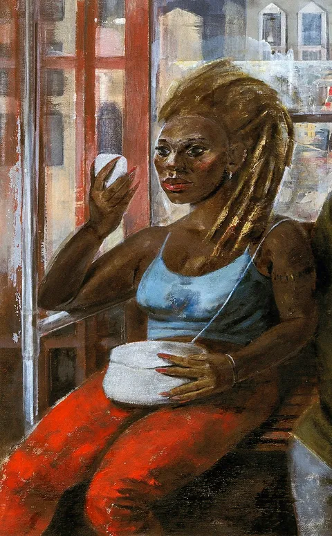 Francesco Santosuosso, MILANESI-particolare, olio, 100×140 cm