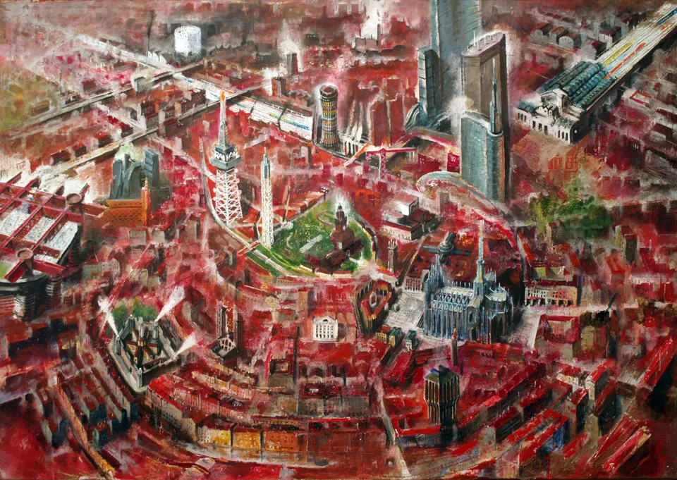 Francesco Santosuosso, Milano, 2012, olio acrilici su tela, 70×100 cm