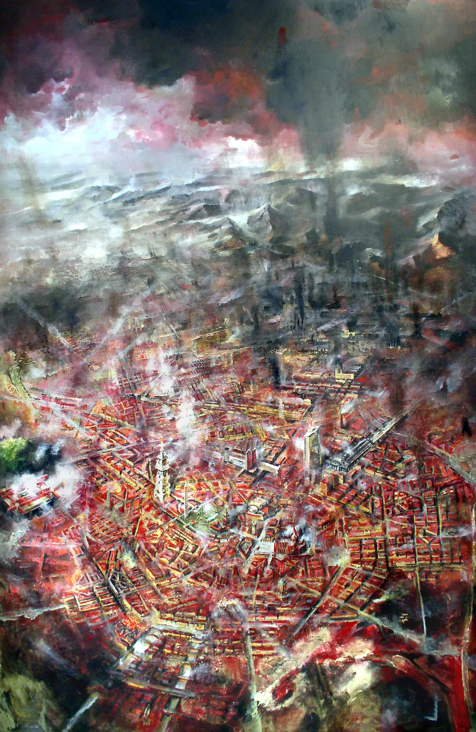 Francesco Santosuosso, Milano, 2005, olio e acrilico su tela, 230×150 cm