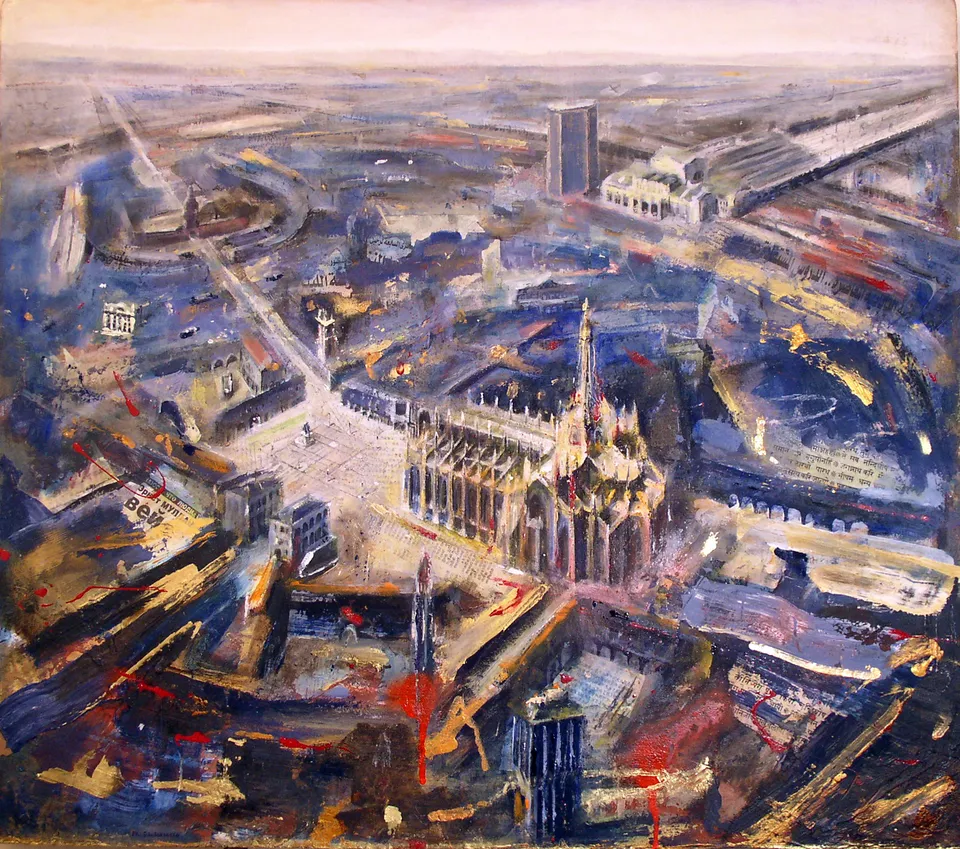 Francesco Santosuosso, Milano, 2003, acrilici su legno, 70×80 cm