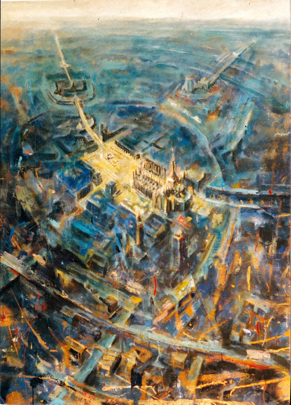 Francesco Santosuosso, Milano, 2022, olio su tela, 140×100 cm