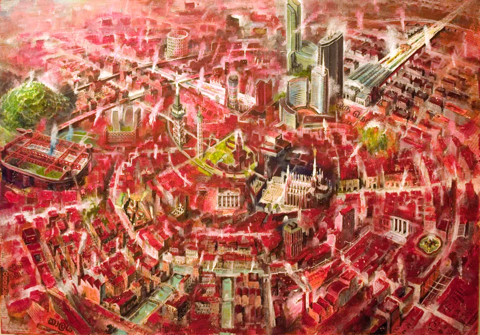 Francesco Santosuosso, Milano 70cm x 100cm, 2014, olio acrilico su tavola