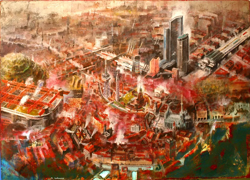 Francesco Santosuosso, Milano- febbr -tavola, 2011, 50×70 cm