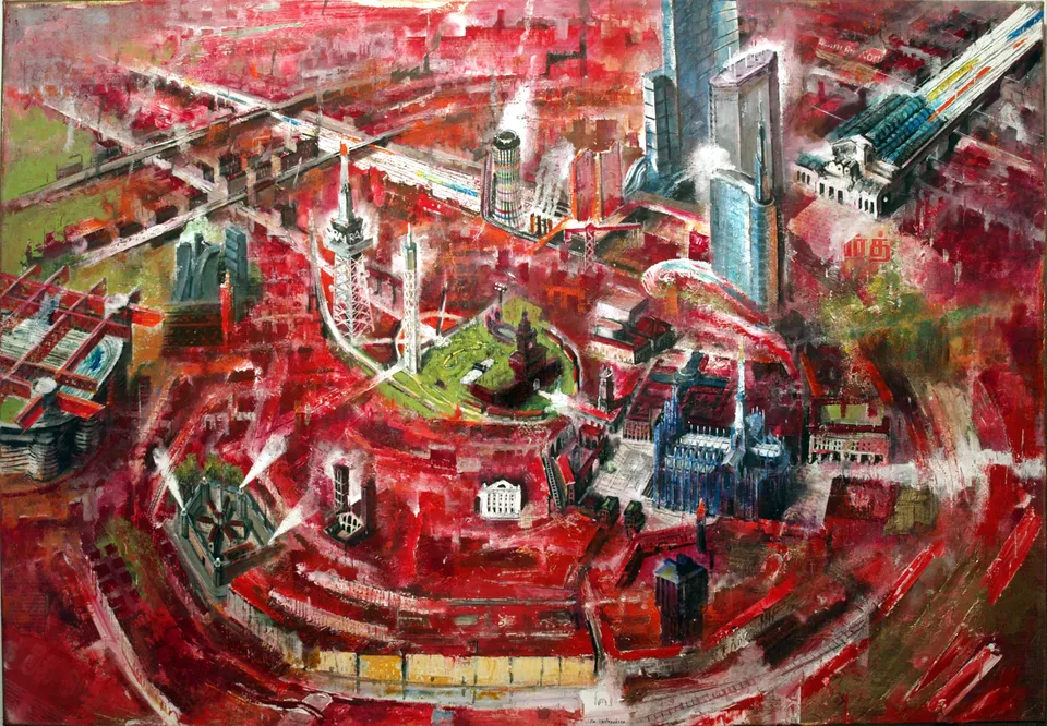 Francesco Santosuosso, MILANO-ott -0li0, 2011, acrilici su tela, 70×100 cm