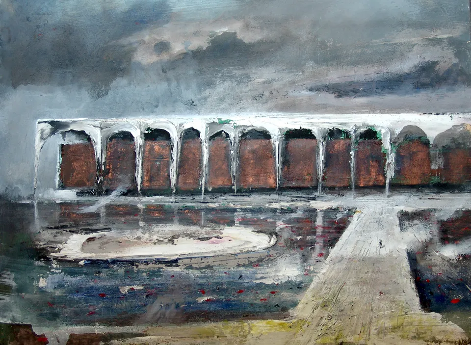Francesco Santosuosso, Mondadori segrate, 2005, olio su legno, 50×65 cm