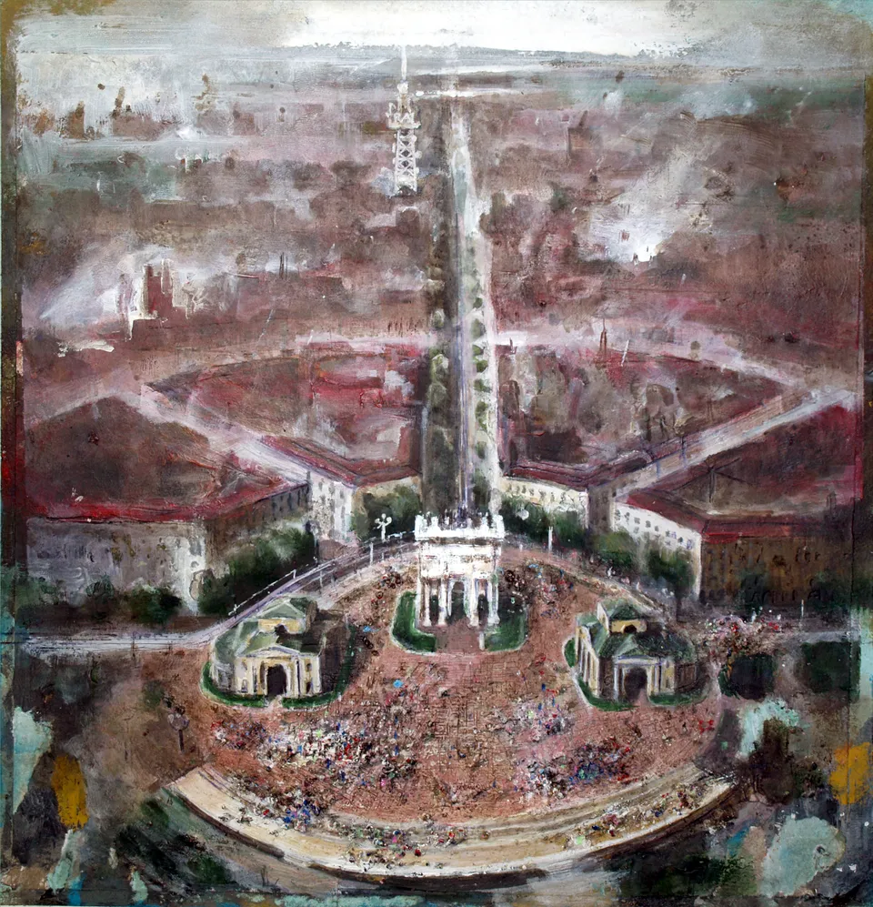 Francesco Santosuosso, Movida 2, 2016, tecnica mista su carta, 26×26 cm